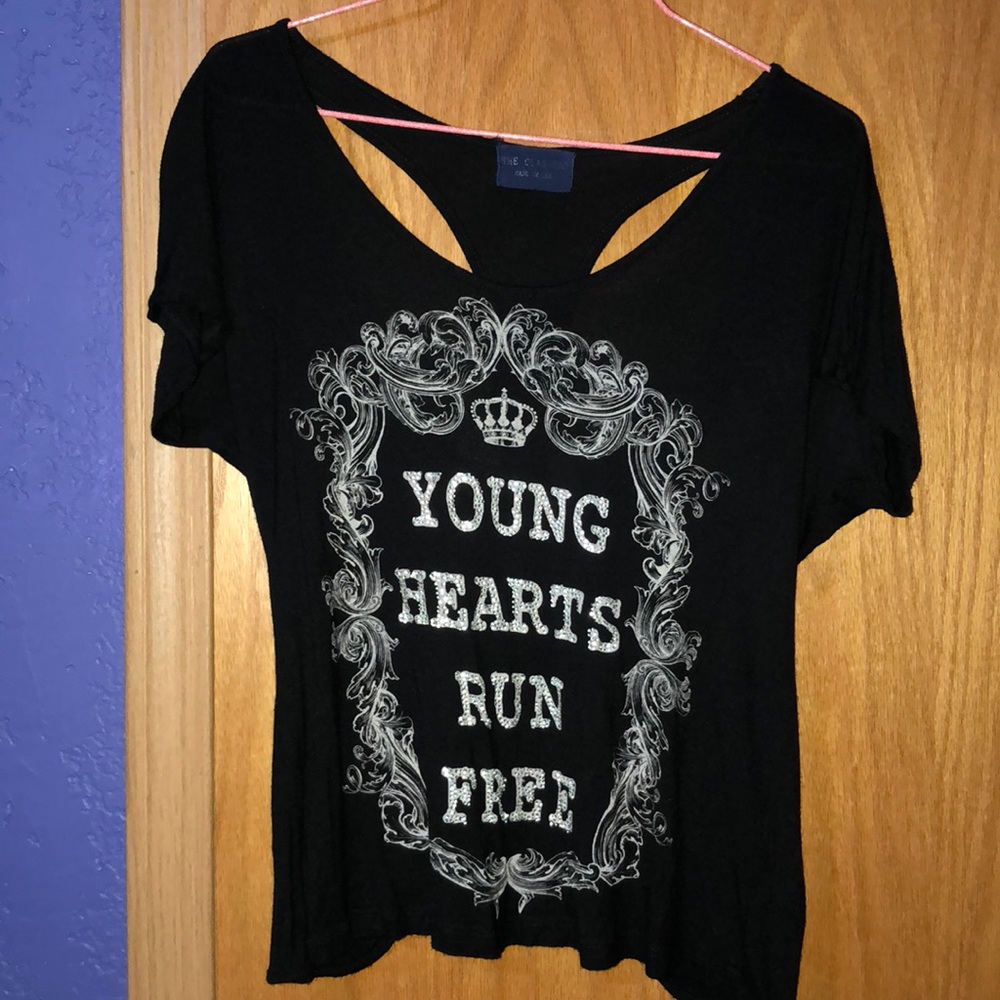 Open back shirt.